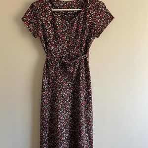 Vintage 90’s oversized maxi floral button down dress with tie waist size small